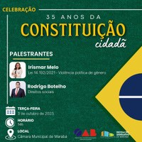 Dia 3 de outubro será realizada a celebração dos 35 anos da Constituição Cidadã