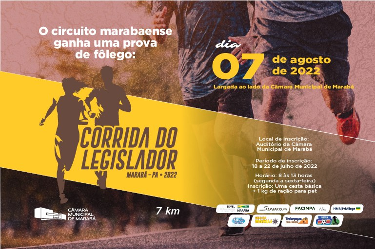 Câmara de Marabá vai realizar 1ª Corrida do Legislador em 7 de agosto